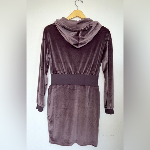 Derek Heart Velour Comfort Soft Hooded Mauve Dress Medium - Picture 7 of 12